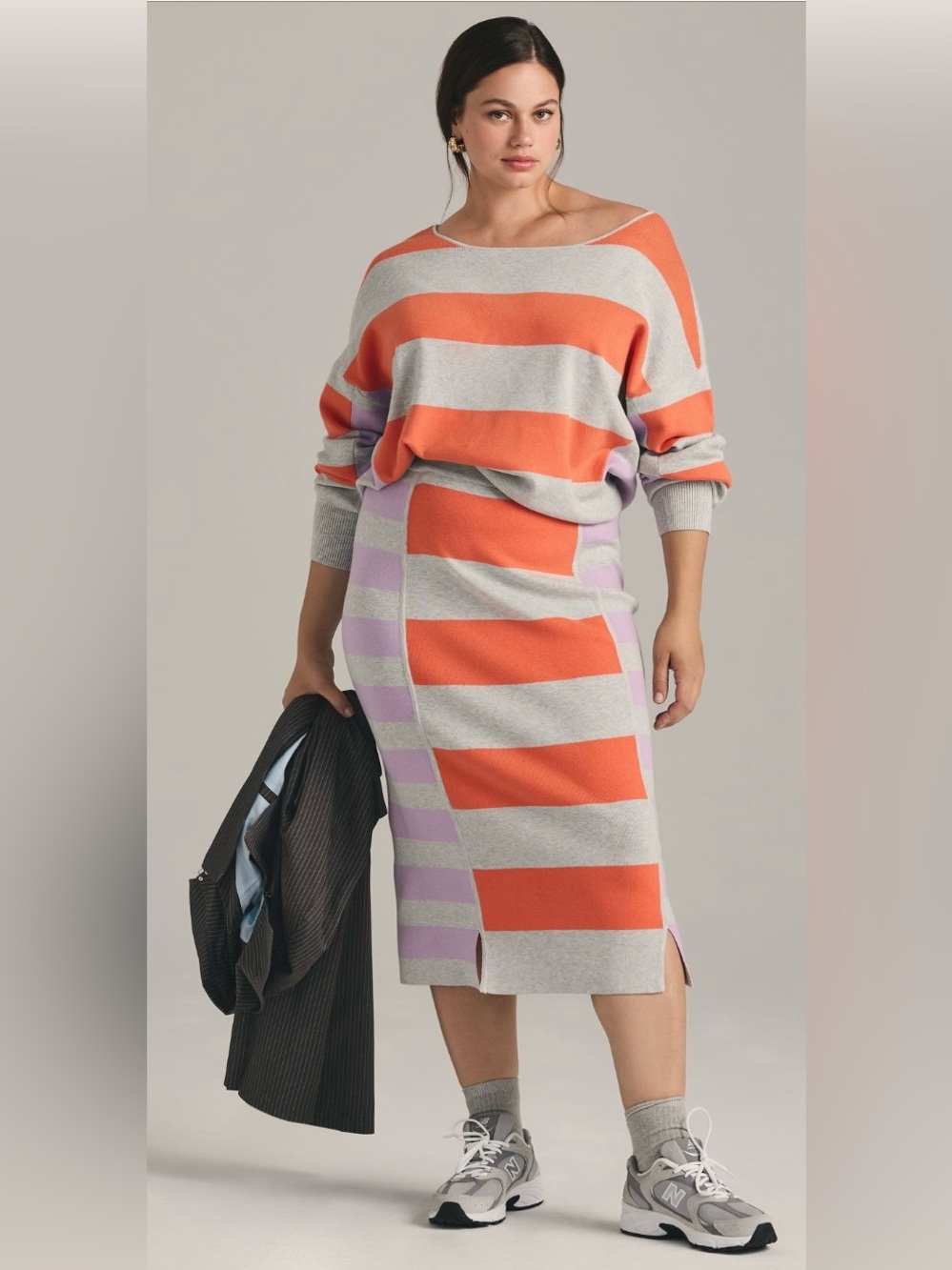 Striped Orange and Lavender Women's Skirt